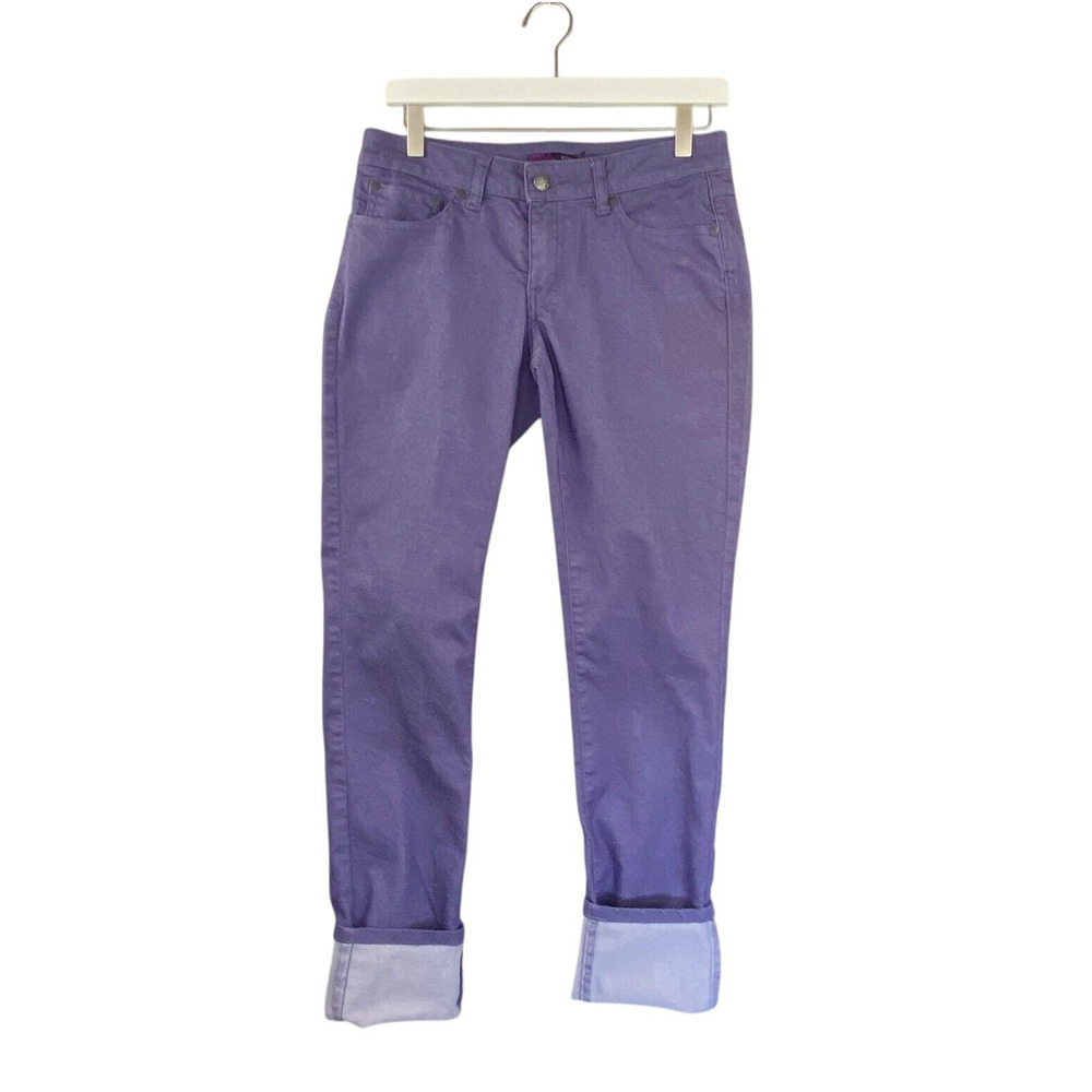 prAna Jeans Womens Sz 6/28 Purple KARA SKINNY Low Rise Cute Cuffed Option